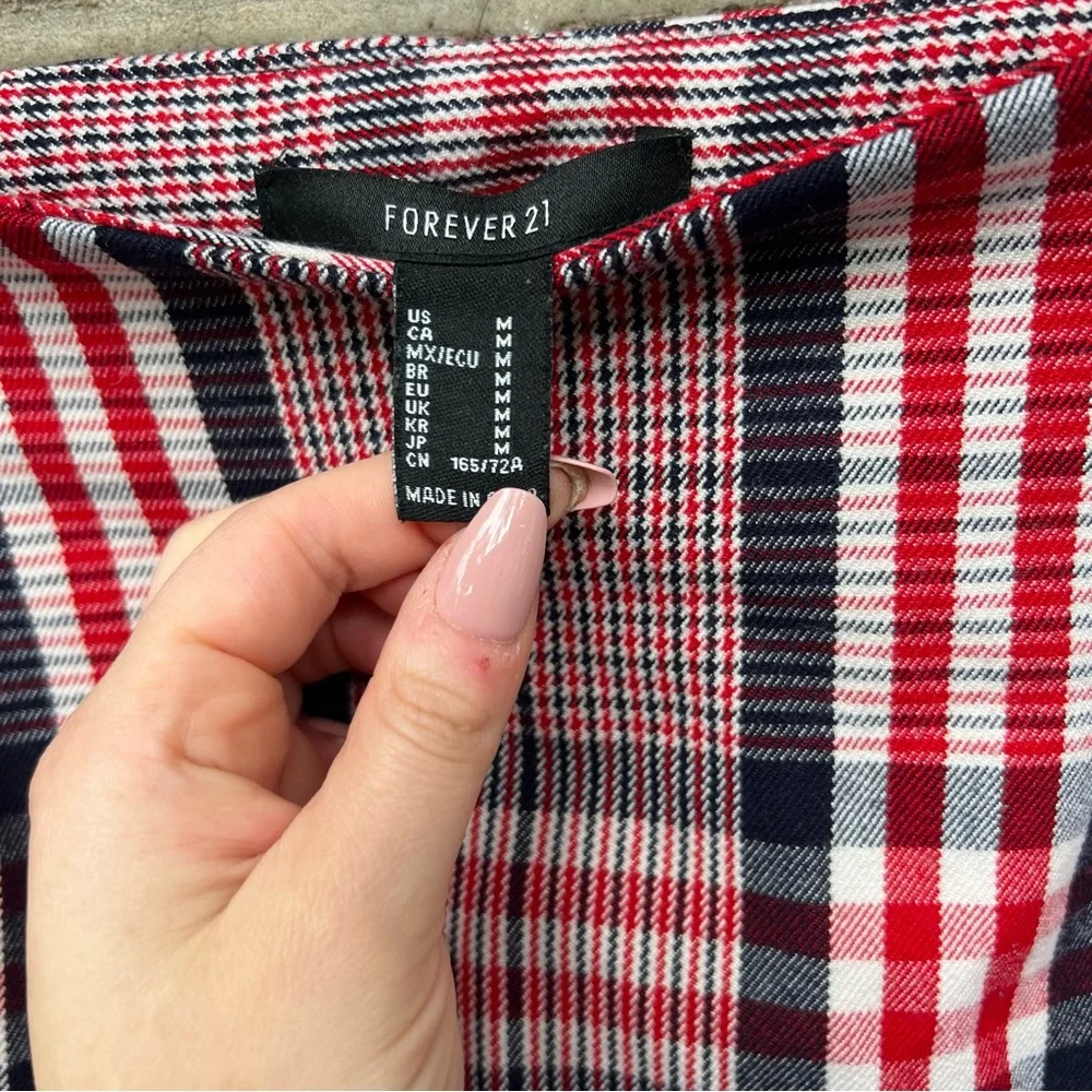 Forever 21 Red Black and Cream Plaid Mini Skirt